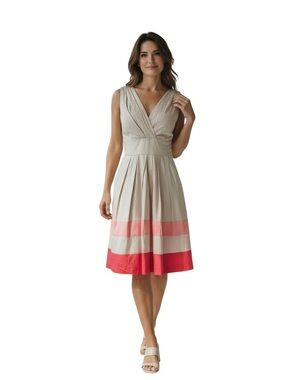 Corey P A-Line Dress with Coral Stripe